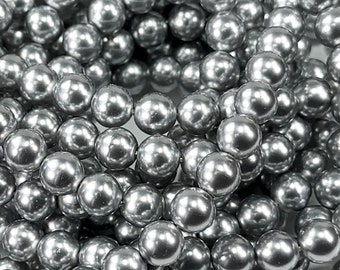 Silver Grey Pearl Czech Round Glass Imitation Pearls in 2mm 3mm 4mm 6mm 8mm 10mm 12mm Traditional Crystal Nacre Pearls