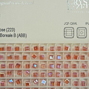 Swarovski Art.# 5601 - 4 mm Light Rose AB AB-beschichtet Kristall Würfel Perlen 12 Stück SW180