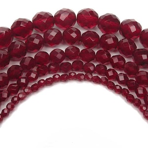 Siam Czech Fire Polished Round Faceted Glass Beads 16 inch 3mm 4mm 6mm 7mm 8mm 10mm 12mm Traditional Preciosa Dark Red Fire Polish Beads