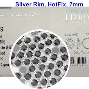 Swarovski Art 2029 HF Jet Hematite Silver Rimmed HotFix Rhinestone Flatbacks 7mm 34ss ss34