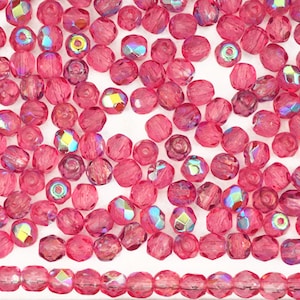 600 Crystal Pink Rose AB coated 3mm Preciosa Czech Fire Polished Round Faceted Glass Beads Traditional Czech Glass Fire Polish Wholesale