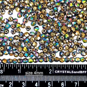 600 Jet California Blooming Meadow coated 4mm Preciosa Czech Fire Polished Round Faceted Glass Beads Traditional Czech Glass Fire Polish