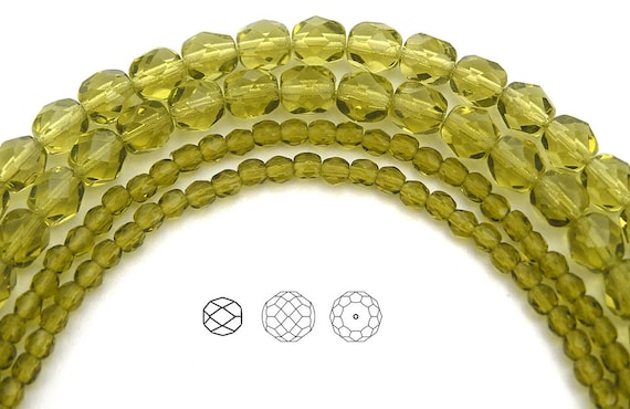 100 Perles Facettes De Bohême 3 Mm Olivine - Marque Preciosa - Fabriqué En France
