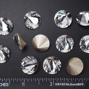 8 Rare Swarovski Elements Asymmetrical Rivoli Beauty Stone 1222 16mm clear Crystal Foiled Unique Off Centered Rhinestone cousin of 1122