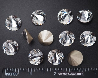 8 Rare Swarovski Elements Asymétrique Rivoli Beauty Stone 1222 16mm cristal clair déjoué Unique Off Centered Strass cousin de 1122