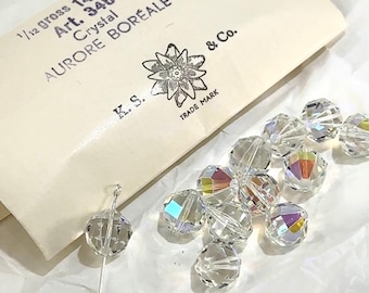 Swarovski Art.# 346-5004 - 14 mm Crystal AB 12 Stück Vintage Geometrische Kristalle mit Rechteckigen Facetten G04