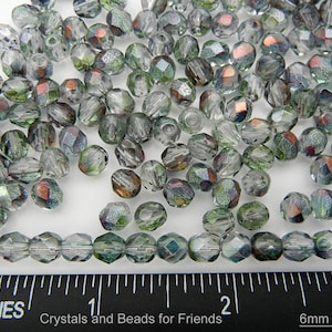 300 Crystal Mint Shimmer Luster fully coated 6mm Preciosa Czech Fire Polished Round Faceted Glass Beads Traditional Czech Glass Fire Polish
