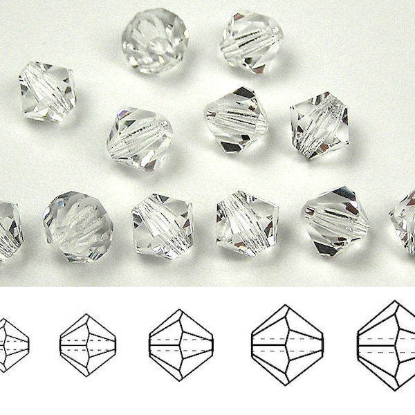 Clear Crystal Traditional Czech Glass MC Bicone Beads Rondell Diamond Crystals 3mm 4mm 5mm 6mm 8mm 10mm clear Preciosa