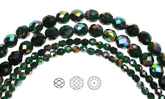 100 Perles Facettes Bohème émeraude 4 Mm - Marque Preciosa, Origine France, Neuf