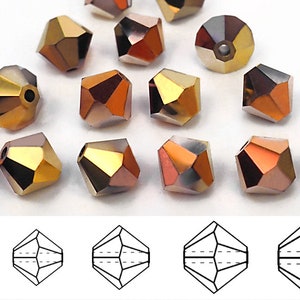 Jet California Golden Rush Black Aurum Bronze Traditional Czech Glass MC Bicone Beads Rondell Diamond Crystals 3mm 4mm Preciosa Metallic