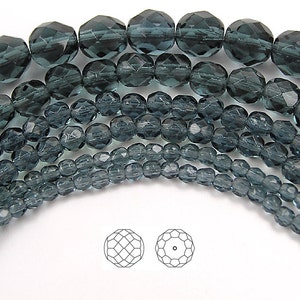 10mm 41pcs Montana Czech Fire Polished Round Faceted Glass Beads 16 inch strand
