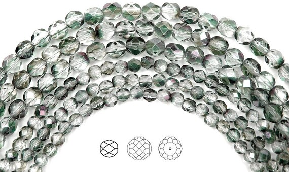 Perline di vetro sfaccettate rotonde ceche lucidate a fuoco, rivestite in bronzo jet da 6 mm (68 pezzi), filo da 16 pollici - Italia