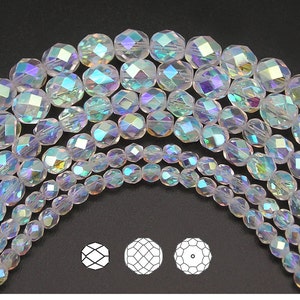 Crystal AB2X voll beschichteten Tschechische feuerpolierte runde facettierte Glasperlen 16 Zoll Preciosa 3 mm 4 mm 6 mm 8 mm Traditionelle Preciosa Aurora Boreale