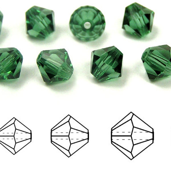 Turmaline Traditional Czech Glass MC Bicone Beads Rondell Diamond Crystals 3mm 4mm 5mm 6mm 8mm PreciosaTransparent Dark Green