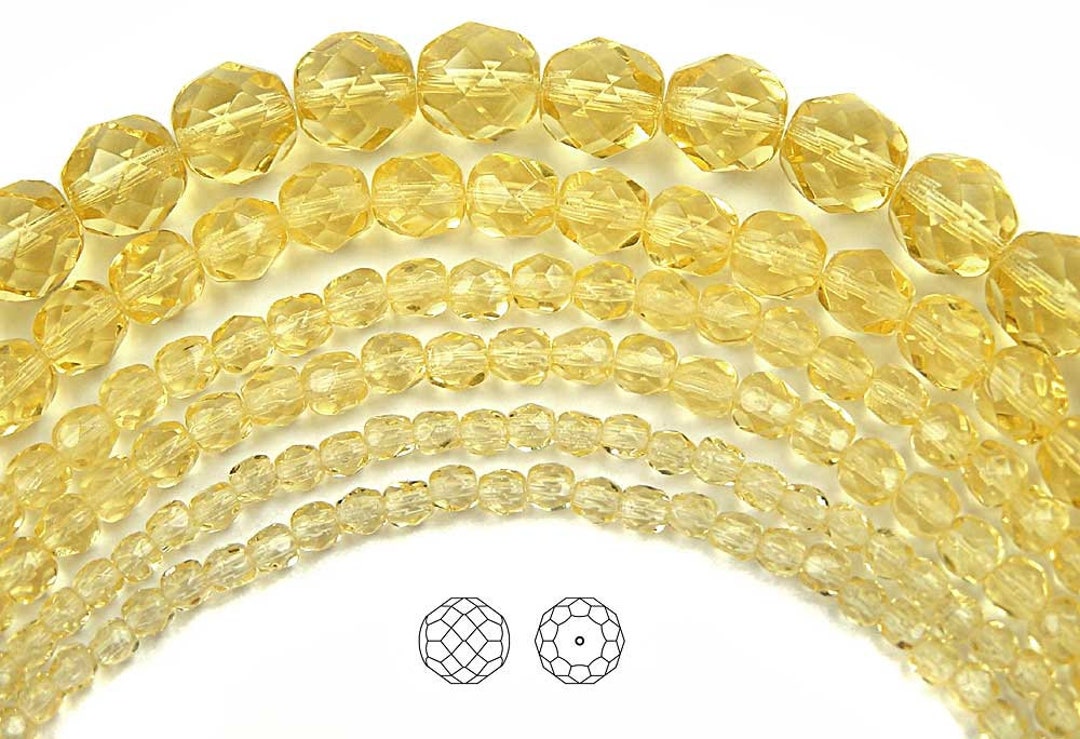 Lot De 25 Perles Facettées De Bohême Jonquil AB 6mm - Marque Preciosa - Neuf