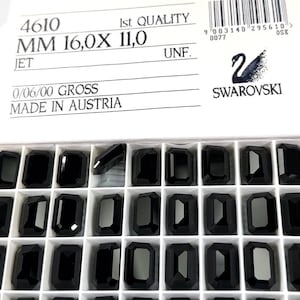 Swarovski Art.# 4610 - Jet Black Unfoiled Pointed Back Octagon Fancy Stones 6pcs size 16x11mm SW067