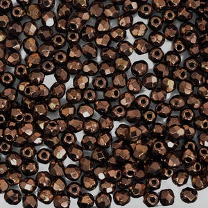 Jet Bronze Fully Coated Preciosa Czech Fire Polished Round Faceted Glass Beads Wholesale Loose Fire Polish Beads brown 3mm 4mm 6mm