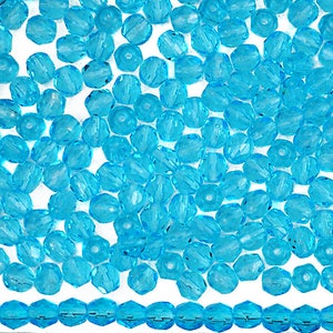 300 Aqua 6mm Preciosa Czech Fire Polished Round Faceted Glass Beads Traditional Czech Glass Fire Polish blue aquamarine Wholesale loose