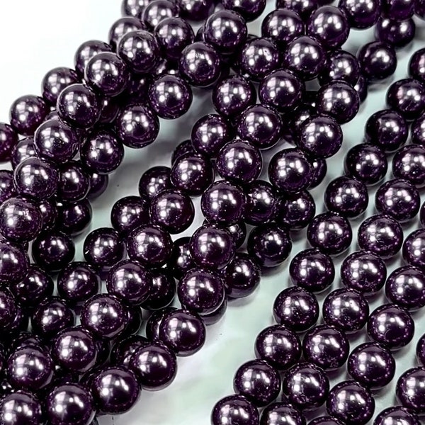 Rich Purple Pearl Czech Round Glass Imitation Pearls in 2mm 3mm 4mm 6mm 8mm Traditional Crystal Nacre Pearls