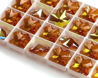 Swarovski Art 6866 Topaz AB coated top drilled chunky Cross Pendants in size 20mm 4 pcs