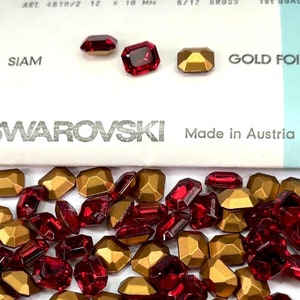 Swarovski Art.# 4610/2 TTC - Siam red Silver Foiled Table Cut Octagon Pointed Back Stones in size 12x10mm 72pcs SW095