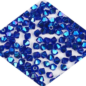Blu cobalto pieno AB Doppio rivestimento AB2X Vetro ceco tradizionale MC Perline bicono Rondell Cristalli di diamante 3 mm 4 mm 6 mm Blu navy 2x Aurora Bore