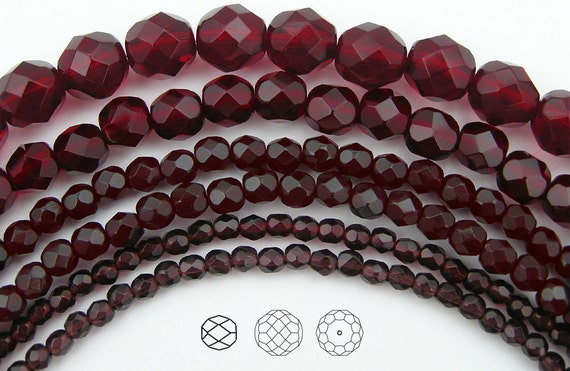 Natural Red Garnet 3mm 4mm 6mm 8mm 10mm 12mm 14mm Round Beads