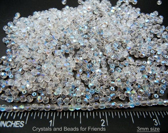 600 Crystal AB coated 3mm Preciosa Czech Fire Polished Round Faceted Glass Beads Traditional Czech Glass Fire Polish Wholesale loose