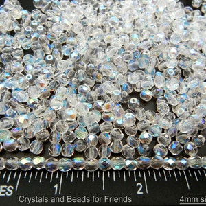 600 Crystal AB coated 4mm Preciosa Czech Fire Polished Round Faceted Glass Beads Traditional Glass Fire Polish Bead clear Aurora Borealis
