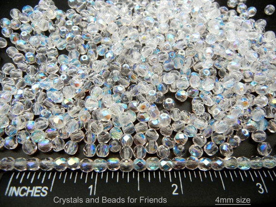 600 Crystal AB Coated 4mm Preciosa Czech Fire Polished Round