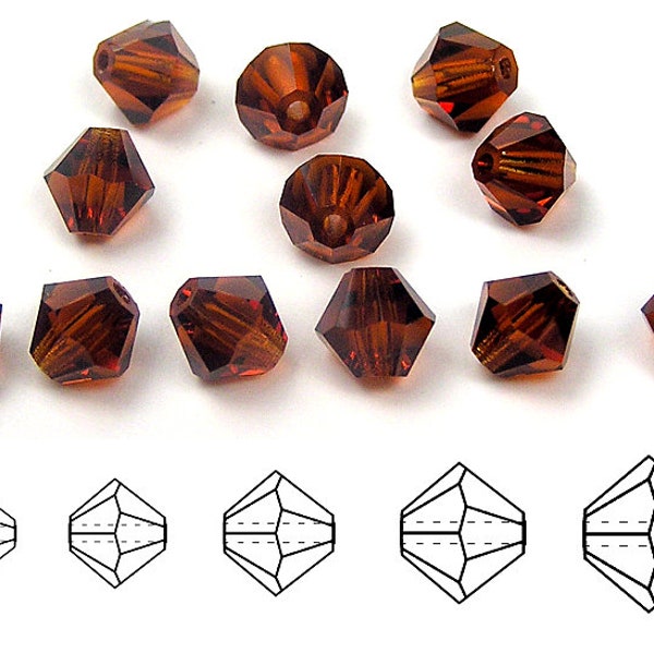 Dark Topaz Traditional Czech Glass MC Bicone Beads Rondell Diamond Crystals 3mm 4mm 5mm 6mm Preciosa Dark Brown Rich Color