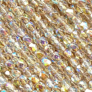 Crystal Lemon Rainbow coated Preciosa Czech Fire Polished Round Faceted Glass Beads Wholesale Loose Fire Polish Golden 3mm 4mm 6mm