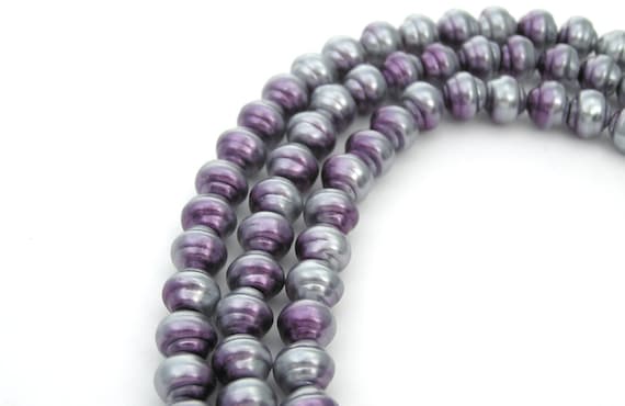 75 Czech Baroque Glass Pearls 8mm 2-tone Lavender Purple Pearl