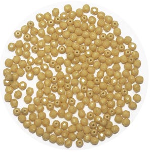 Tan Opaque, Czech Fire Polished Round Faceted Glass Beads, 4mm 100pcs, P461