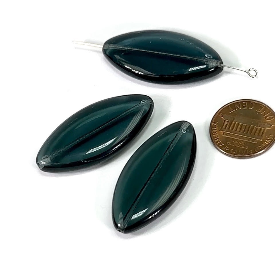 Czech Glass Druk Smooth Spindle Navette Beads 36x18mm