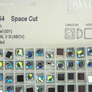Swarovski Art.# 4854 - 8mm Crystal AB CAL Space Cut Square Flat Back Rhinestones 12pcs SW165