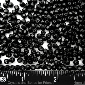 600 Jet black 4mm Preciosa Czech Fire Polished Round Faceted Glass Beads Traditional Czech Glass Fire Polish Bead loose Wholesale