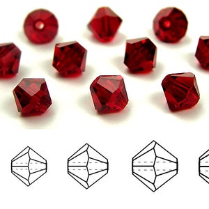 Siam Traditional Czech Glass MC Bicone Beads Rondell Diamond Crystals 3mm 4mm 5mm 6mm 8mm Preciosa Rich Red Transparent color