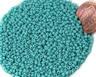 Rocailles taille 11/0 2 mm Vert Turquoise Preciosa Ornela Perles de rocailles traditionnelles en verre tchèque 30 grammes 1 oz CS014