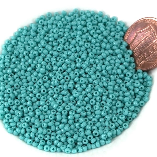 Rocailles size 11/0 2mm Green Turquoise Preciosa Ornela Traditional Czech Glass Seed Beads 30grams 1 oz CS014