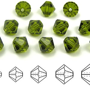 Olivine Traditional Czech Glass MC Bicone Beads Rondell Diamond Crystals 3mm 4mm 5mm 6mm 8mm 10mm Preciosa Transparent Olive Green