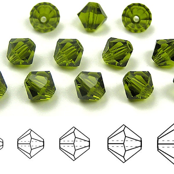 Olivine Traditional Czech Glass MC Bicone Beads Rondell Diamond Crystals 3mm 4mm 5mm 6mm 8mm Preciosa Transparent Olive Green