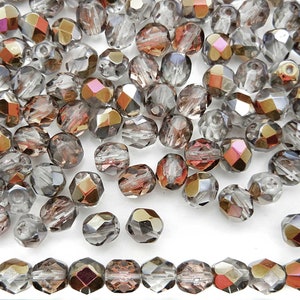 Crystal Light Pink Santander coated Czech Fire Polished Round Faceted Glass Beads size 8mm 150 pcs Traditional Preciosa Fire Polish Loose