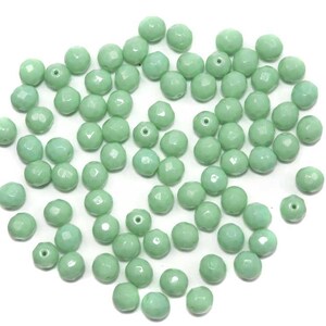 Light Green Opaque, Czech Fire Polished Round Faceted Glass Beads, 8mm 36pcs, P417