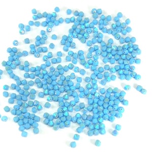 Blue Turquoise AB2X full AB Double coated Traditional Czech Glass MC Bicone Beads Rondell Diamond Crystals 3mm 4mm Preciosa Opaque 2x Aurora