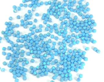 Blue Turquoise AB2X full AB Double coated Traditional Czech Glass MC Bicone Beads Rondell Diamond Crystals 3mm 4mm Preciosa Opaque 2x Aurora