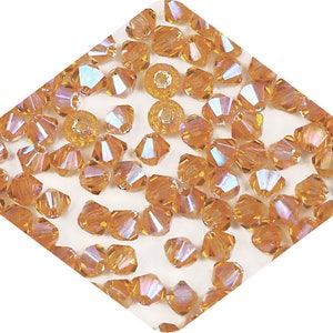 Topaz full AB Double coated AB2X Traditional Czech Glass MC Bicone Beads Rondell Diamond Crystals 3mm 4mm 6mm Preciosa Golden Brown 2x Auror