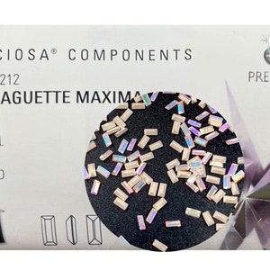 Crystal AB, Preciosa Czech MC BAGUETTE Maxima Pointed Back Strass style 435-26-212 en taille 4x2mm, 144 pièces, Silver Foiled, P918