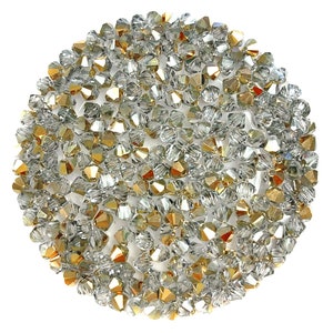 Crystal Aureate 1sided Half coat Traditional Czech Glass MC Bicone Bead Rondell Diamond Crystals 3mm 4mm clear half coated Apollo Aurum gold