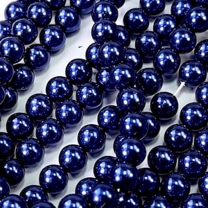 Navy Blue Pearl Czech Round Glass Imitation Pearls in 2mm 3mm 4mm 6mm 8mm Traditional Crystal Nacre Pearls